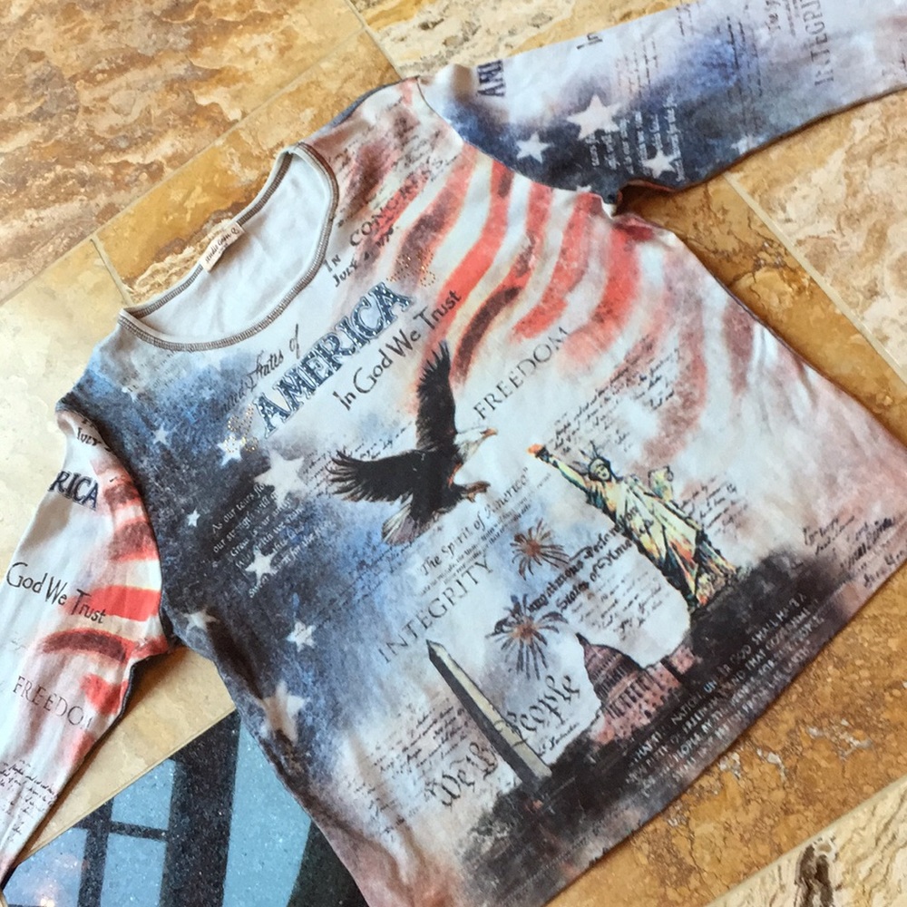 Studio Gem Americana T-shirt light bling “AMERICA”